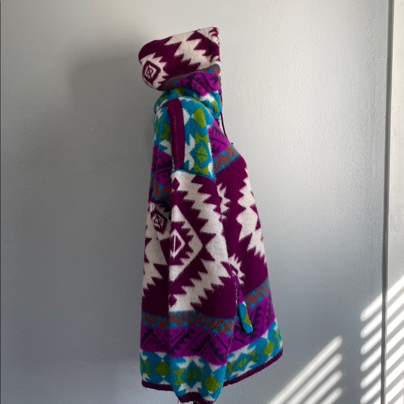 Yari Artesanias beautiful colorful 100 wool zip up hoodie. - Picture 2 of 11